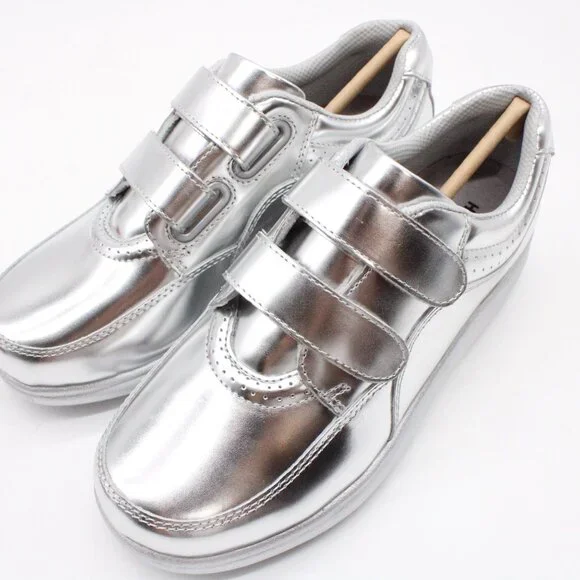 Hush Puppies Shoes Womens Silver Metallic Leather Power Walker II Size 5.5 NIB - Picture 5 of 11